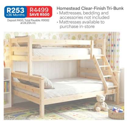 Homestead Clear-Finish Tri-Bunk