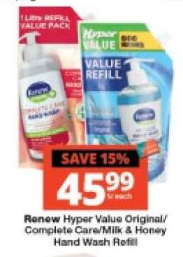 Renew Hyper Value Original/Complete Care/Milk & Honey Hand Wash Refill