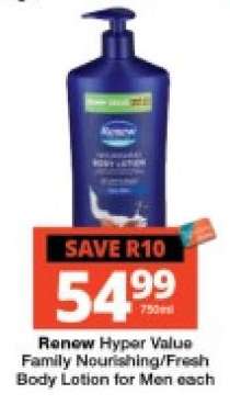 Renew Hyper Value Family Nourishing/Fresh Body Lotion for Men each