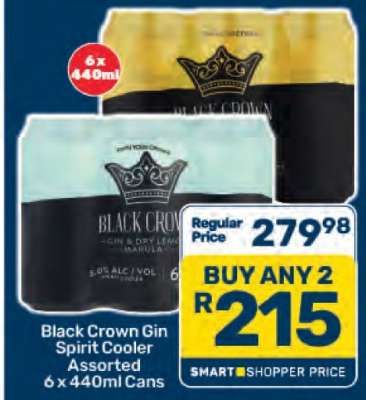 Black Crown Gin Spirit Cooler Assorted 6 x 440ml Cans