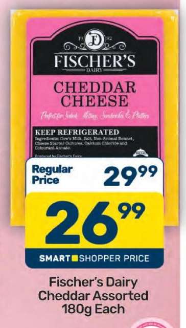 Fischer’s Dairy Cheddar Assorted 180g Each