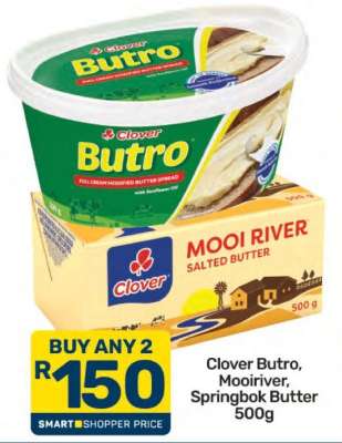 Clover Butro, Mooiriver, Springbok Butter 500g