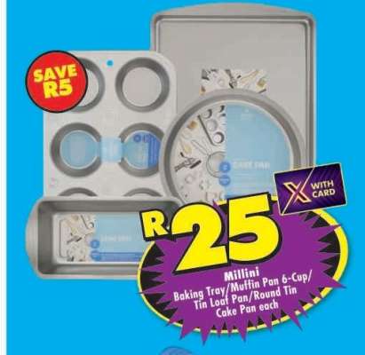 Millini Baking Tray/Muffin Pan 6-Cup/Tin Loaf Pan/Round Tin Cake Pan each