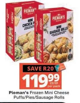 Pieman’s Frozen Mini Cheese Puffs/Pies/Sausage Rolls