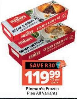 Pieman's Frozen Pies All Variants
