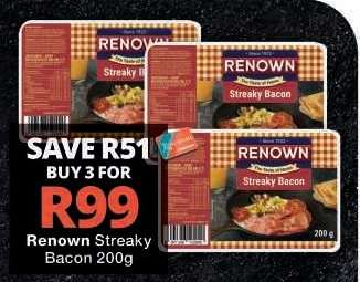 Renown Streaky Bacon 200g