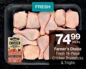 Farmer's Choice Fresh 16-Piece Chicken Drumsticks & Thighs
