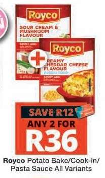 Royco Potato Bake/Cook-in/Pasta Sauce All Variants
