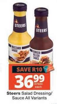 Steers Salad Dressing/Sauce All Variants