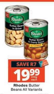 Rhodes Butter Beans All Variants