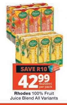 RHODES 100% FRUIT JUICE BLEND all variants