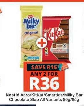 Nestlé Aero/KitKat/Smarties/Milky Bar Chocolate Slab
