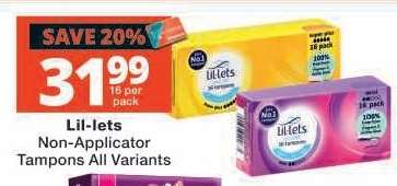 Lil-lets Non-Applicator Tampons All Variants