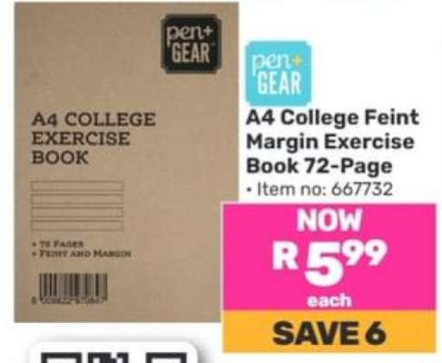 A4 College Feint Margin Exercise Book 72-Page