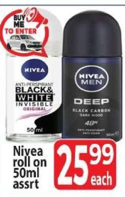 Nivea roll on 50ml assrt