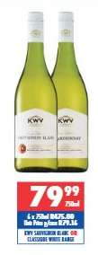 KWV Sauvignon Blanc or Chardonnay