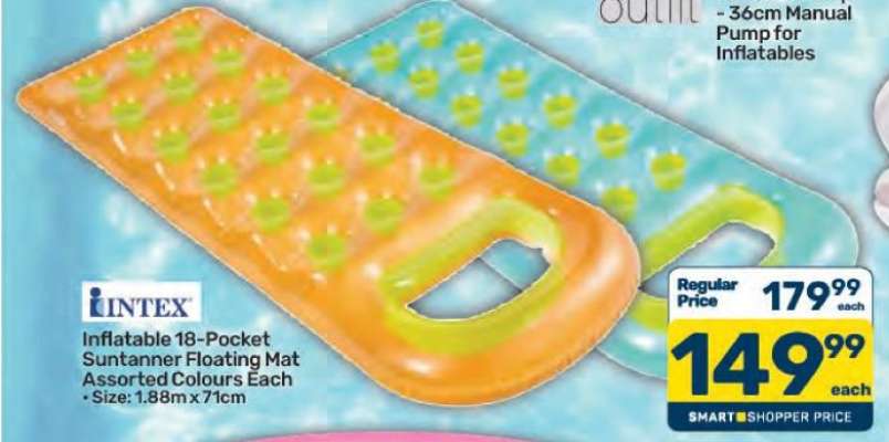 Intex Inflatable 18-Pocket Suntanner Floating Mat