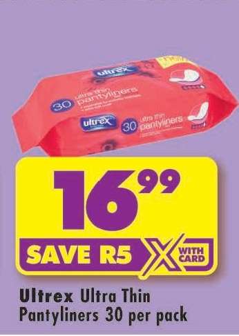 Ultrex Ultra Thin Pantyliners 30 per pack