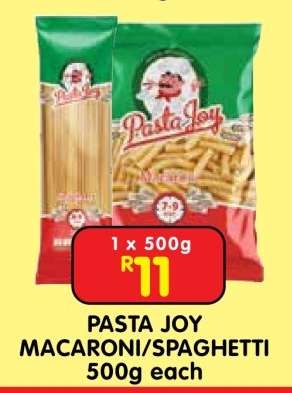 PASTA JOY MACARONI/SPAGHETTI 500g each