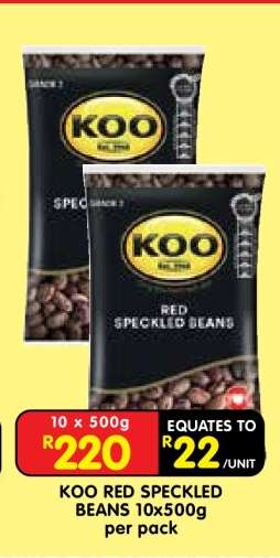 KOO RED SPECKLED BEANS 10x500g per pack