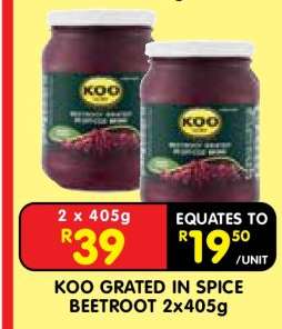 KOO GRATED IN SPICE BEETROOT 2x405g