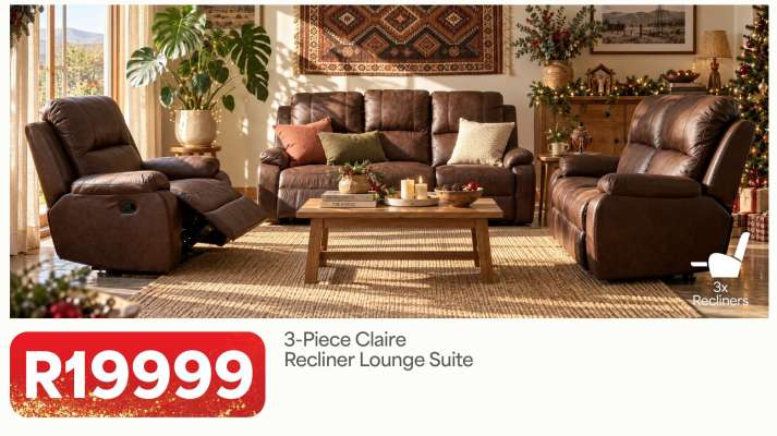 3-Piece Claire Recliner Lounge Suite