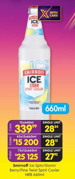 Smirnoff Ice Spin/Storm/Berry/Pine Twist Spirit Cooler NRB 660ml