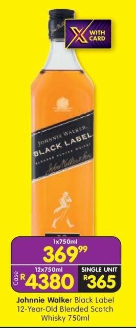 JOHNNIE WALKER BLACK LABEL 12-YEAR-OLD BLENDED SCOTCH WHISKY 750ml
