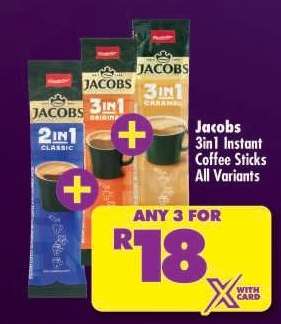 Jacobs 3in1 Instant Coffee Sticks All Variants