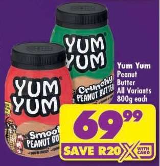 Yum Yum Peanut Butter All Variants 800g each