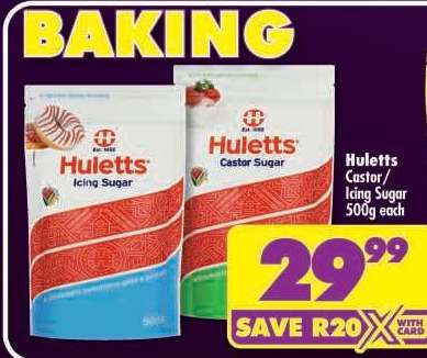Huletts Castor/Icing Sugar 500g each