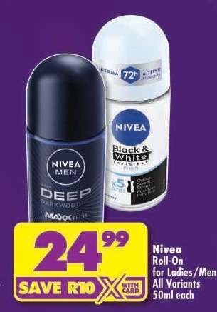 NIVEA ROLL-ON FOR LADIES/MEN