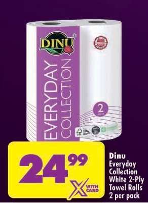 Dinu Everyday Collection White 2-Ply Towel Rolls 2 per pack