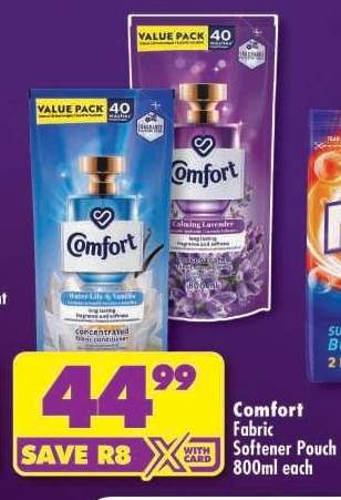 Comfort Fabric Softener Pouch 800ml each
