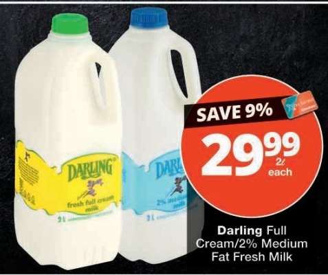 Darling Full Cream/2% Medium Fat Fresh Milk