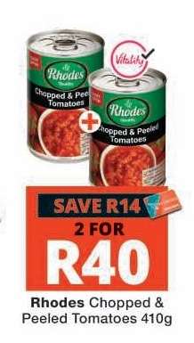 Rhodes Chopped & Peeled Tomatoes 410g