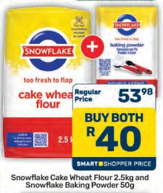 Snowflake Cake Wheat Flour 2.5kg and Snowflake Baking Powder 50g