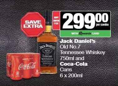 Jack Daniel's Old No.7 Tennessee Whiskey 750ml and Coca-Cola Cans 6 x 200ml