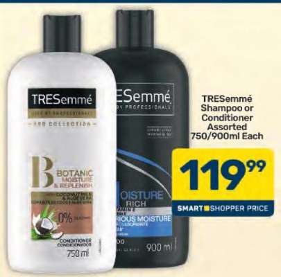 TRESemmé Shampoo or Conditioner Assorted 750/900ml Each