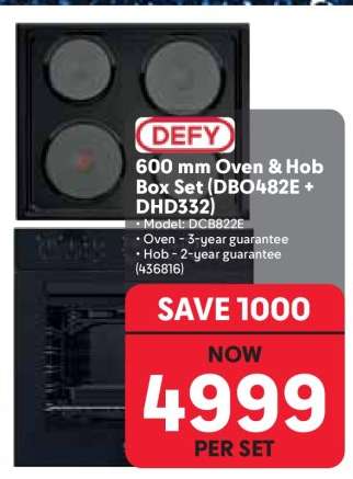 DEFY 600 mm Oven & Hob Box Set (DBO482E + DHD332)