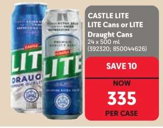 CASTLE LITE LITE Cans or LITE Draught Cans