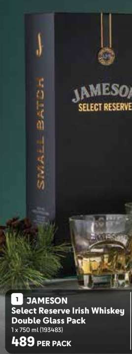 JAMESON Select Reserve Irish Whiskey Double Glass Pack