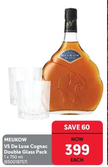 MEUKOW VS De Luxe Cognac Double Glass Pack