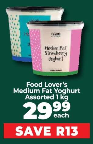 Food Lover’s Medium Fat Yoghurt Assorted 1 kg