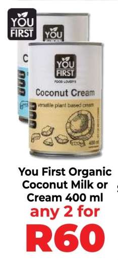 You First Organic Coconut Milk or Cream 400 ml