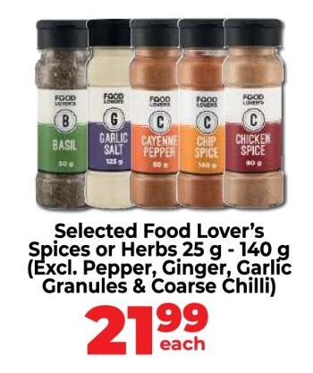 Selected Food Lover’s Spices or Herbs