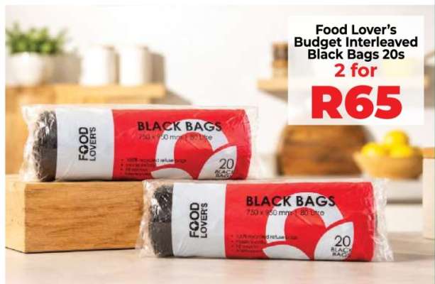 Food Lover’s Budget Interleaved Black Bags 20s