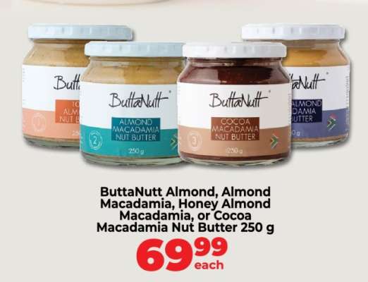 ButtaNutt Almond, Almond Macadamia, Honey Almond Macadamia, or Cocoa Macadamia Nut Butter