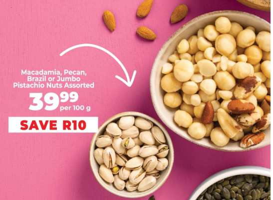 Macadamia, Pecan, Brazil or Jumbo Pistachio Nuts Assorted