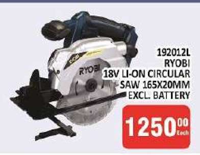 192012L RYOBI 18V LI-ON CIRCULAR SAW 165X20MM